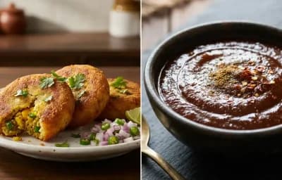Anda Tikki with Tamarind Chutney