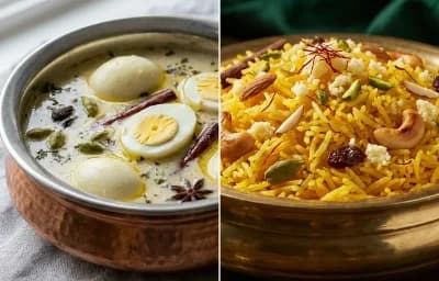 Anda Yakhni with Zarda Pulao