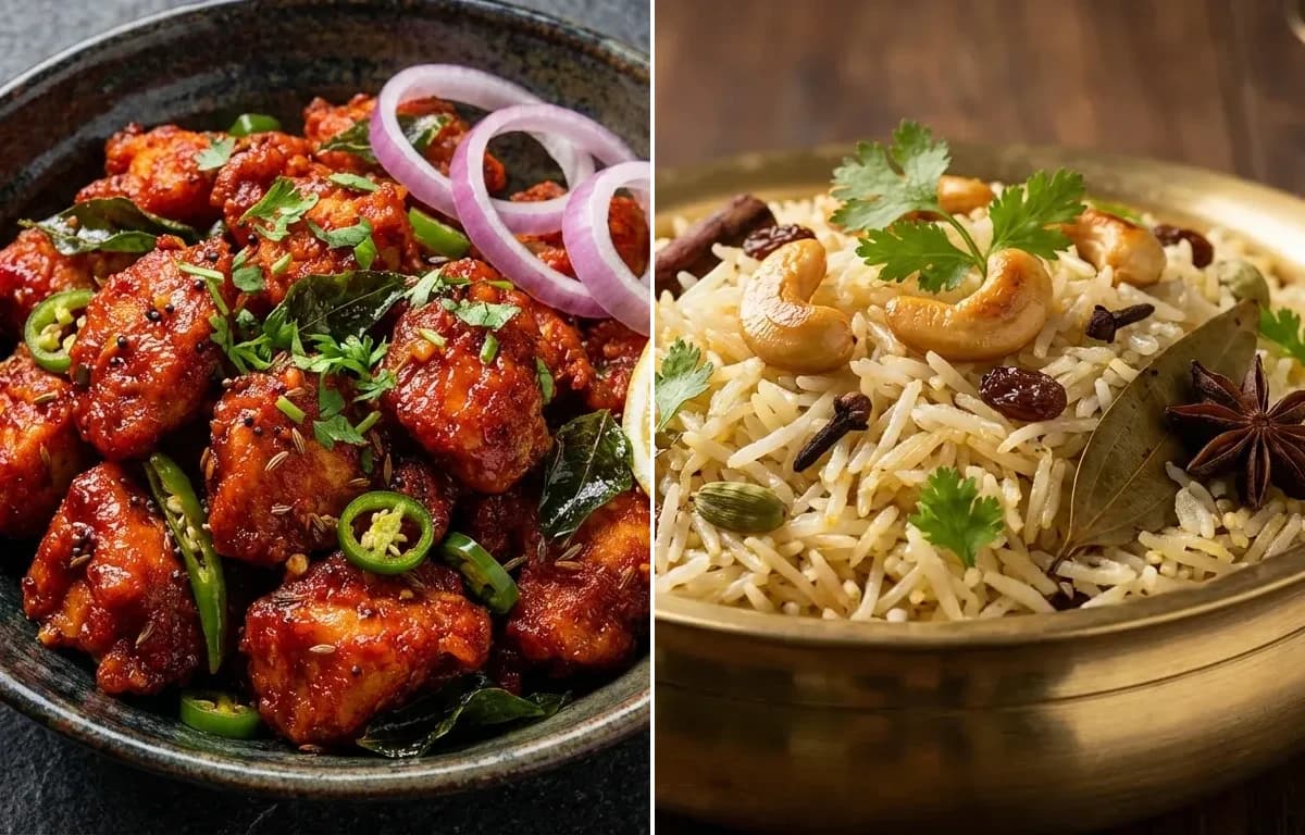 Andhra Chilli Chicken with Ghee Rice