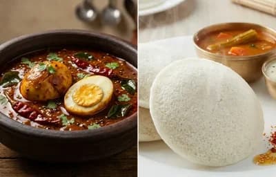 Andhra Egg Pulusu with Idli