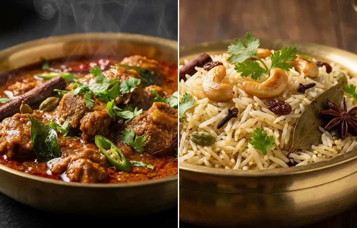 Andhra Mutton Curry with Ghee Rice