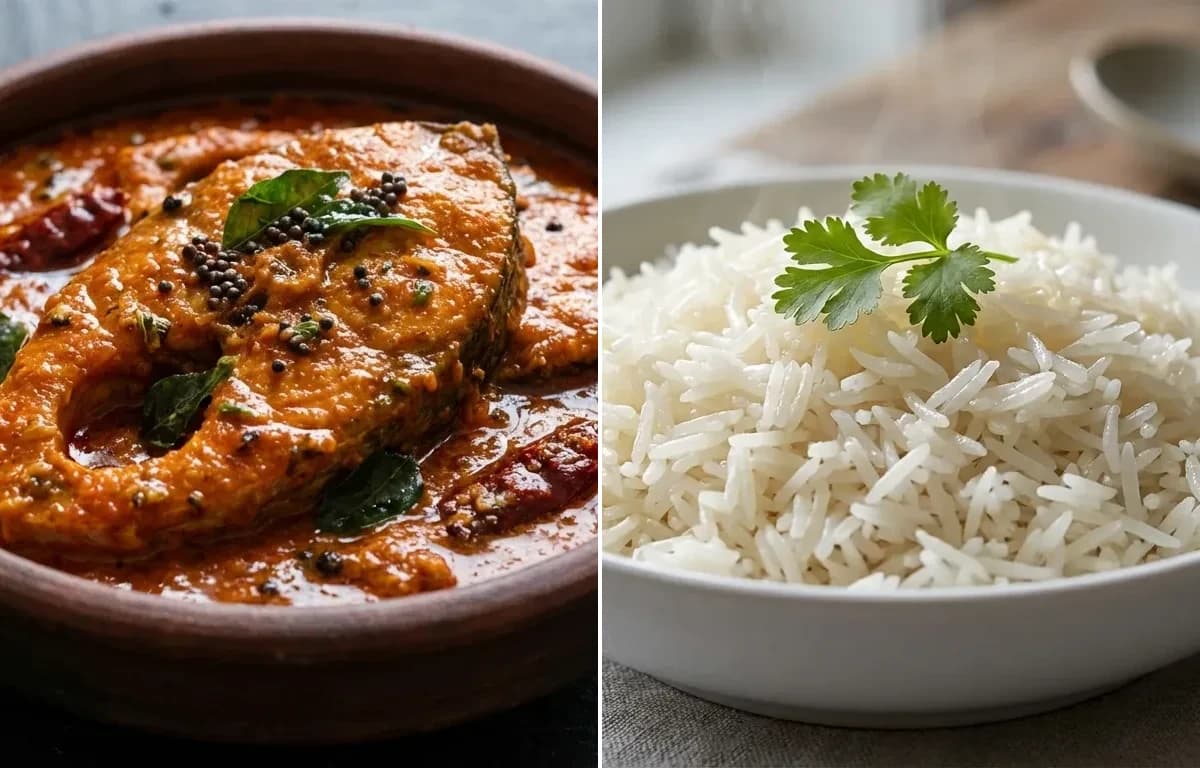 Anjal Pulimunchi with Boiled Rice