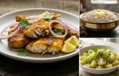 Assamese Fish Fry with Joha Rice and Lau Khar