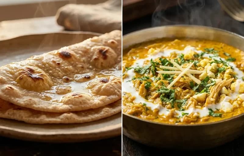 Atta Roti with Chicken Bharta