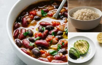 Avocado with Vegetable Bean Chili