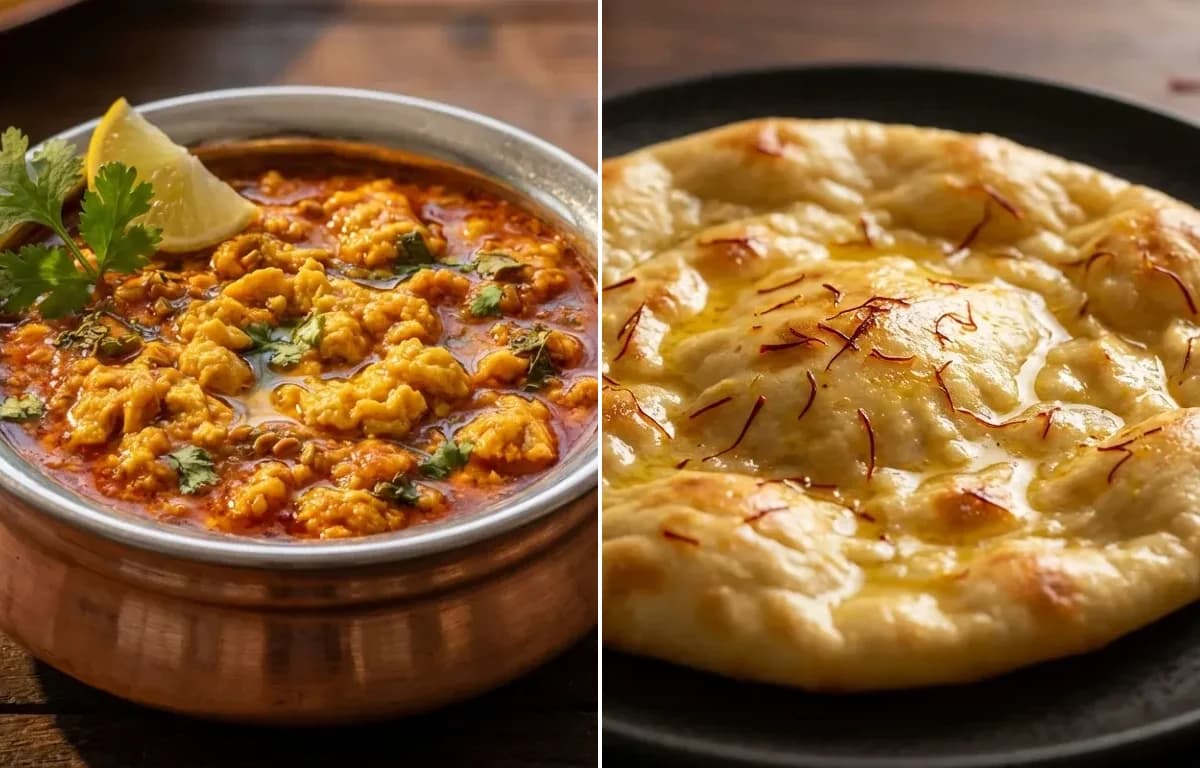 Awadhi Anda Ghotala with Saffron Sheermal