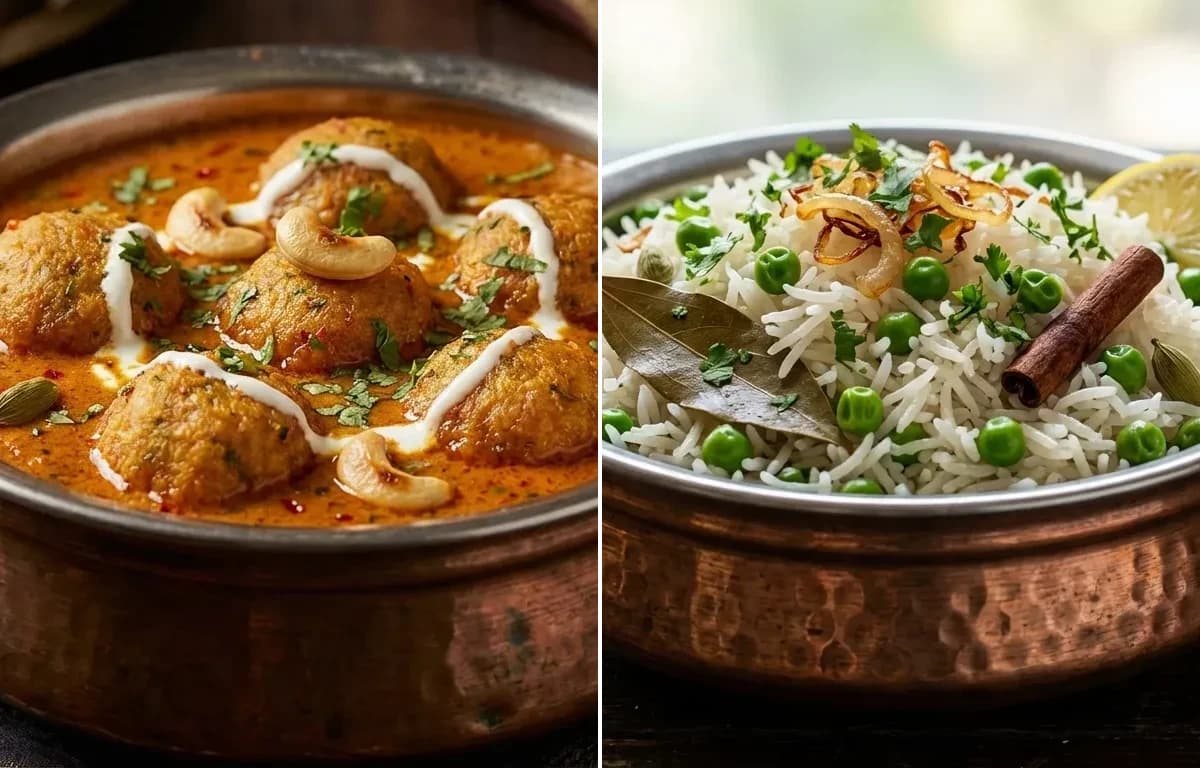 Awadhi Lauki Kofta with Matar Pulao