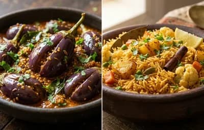 Bagara Baingan with Vegetable Tahari