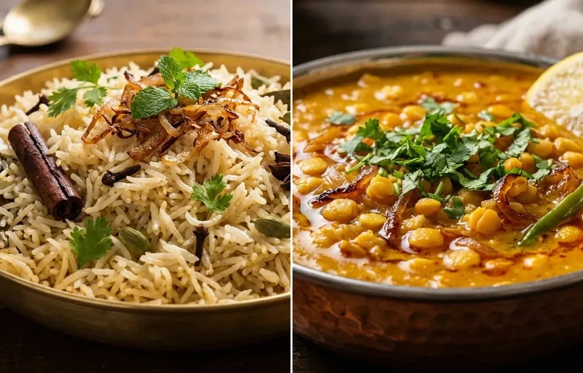 Bagara Rice with Chana Dal Masala