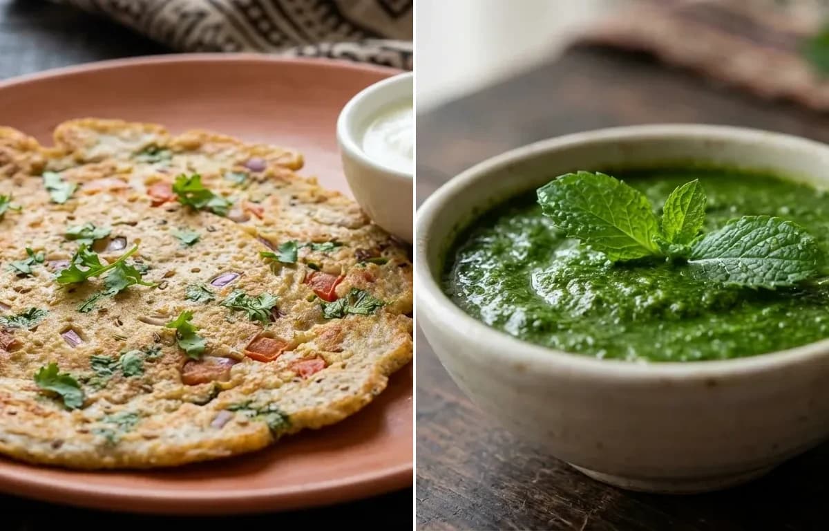Bajra Cheela with Mint Chutney
