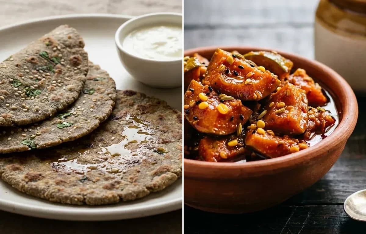 Bajra Dhebra with Mango Pickle