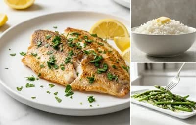 Baked Cod with Lemon and Herbs with White Rice
