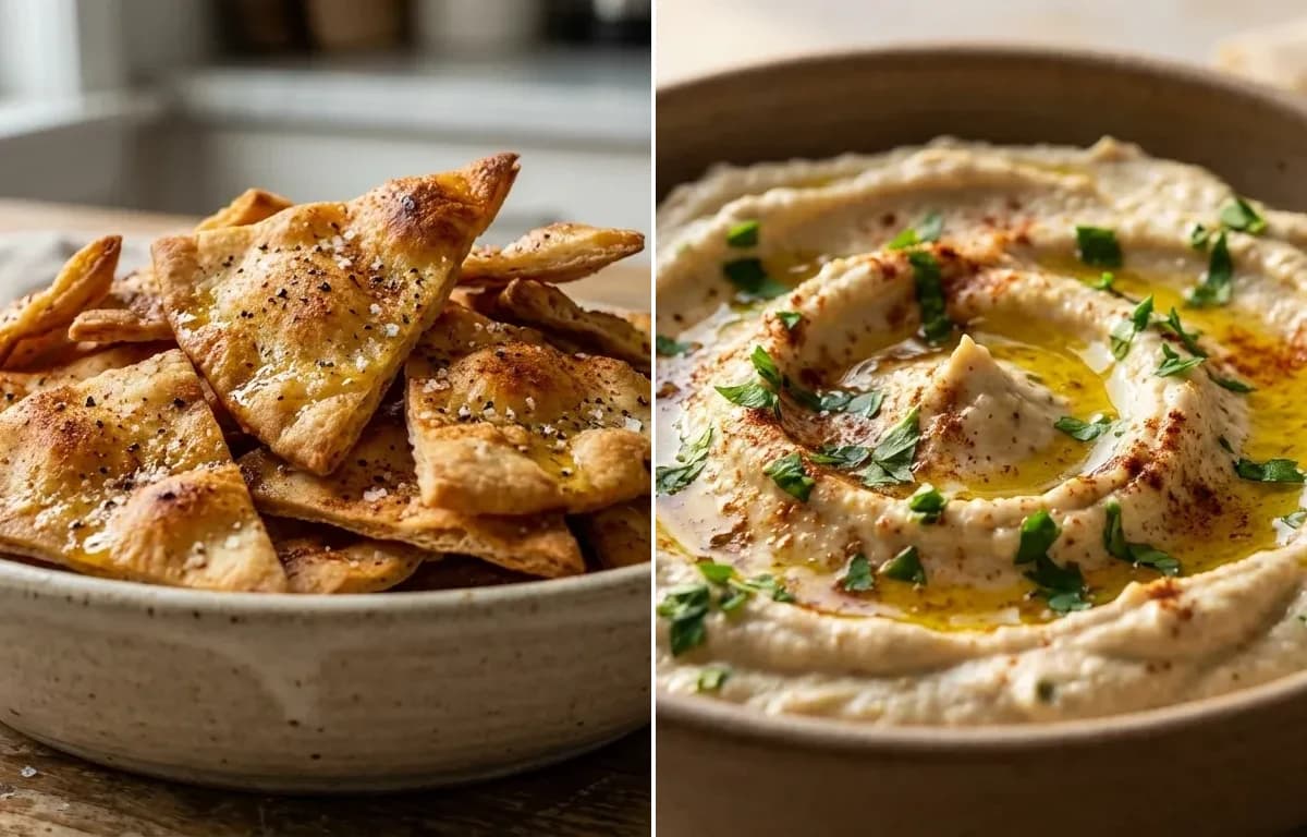 Baked Pita Chips with Baba Ghanoush