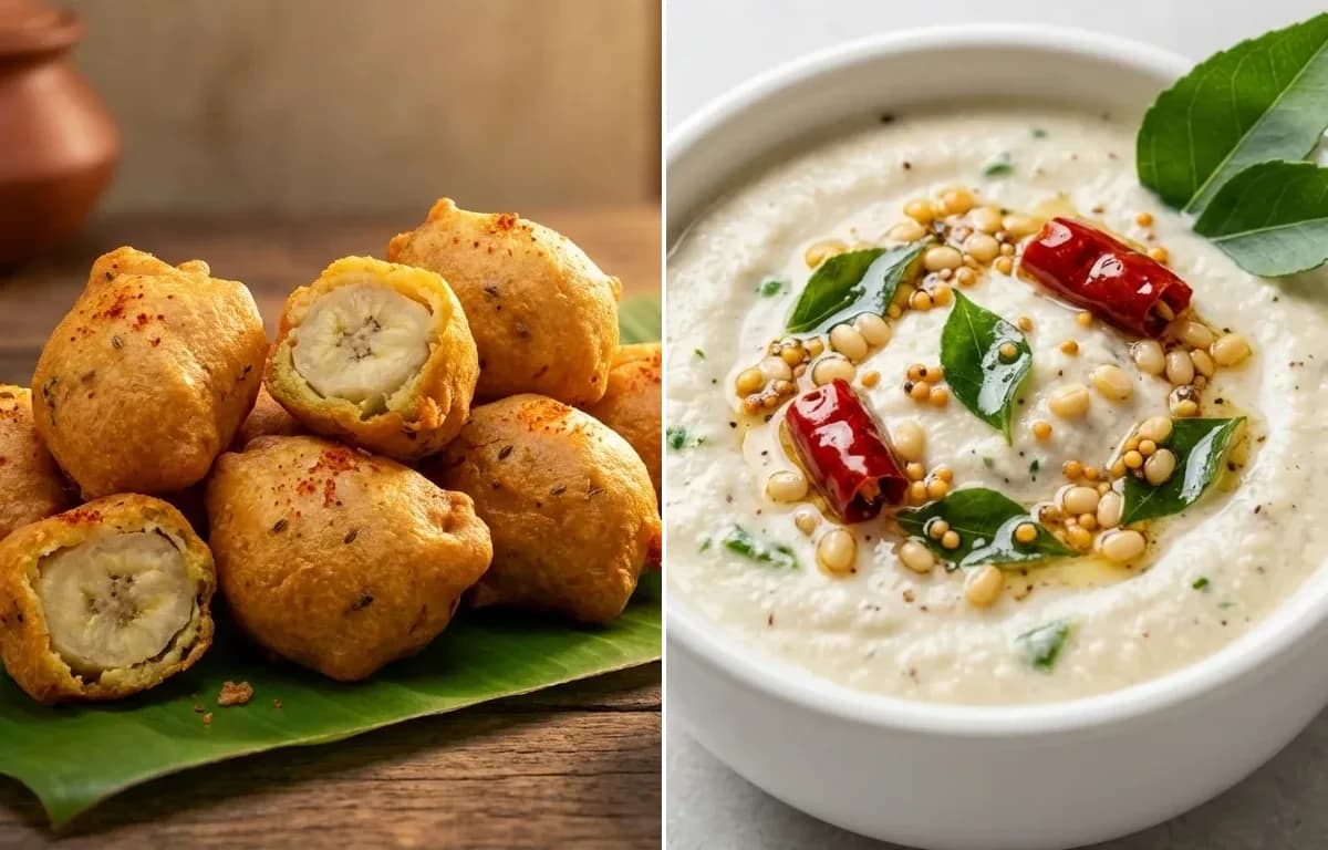 Balekayi Bajji with Coconut Chutney