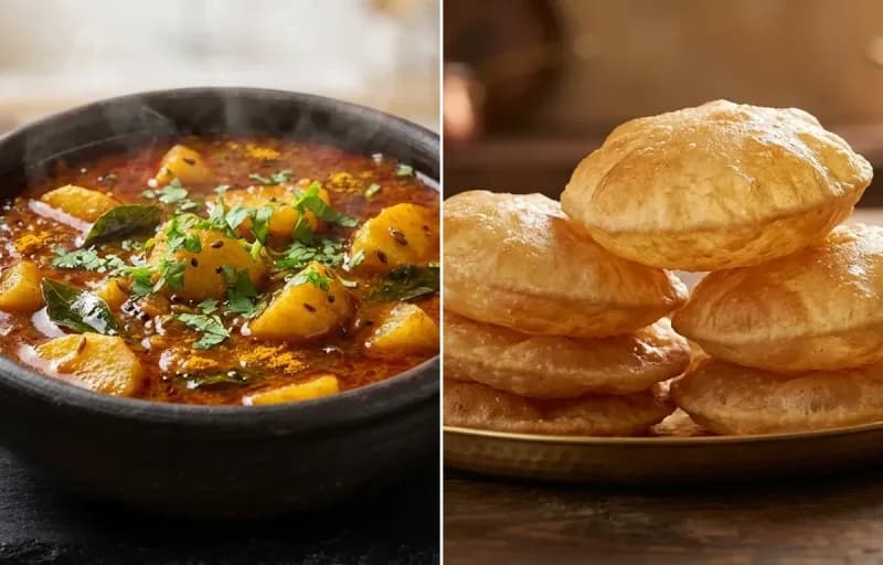 Batata Rassa Bhaji with Puri