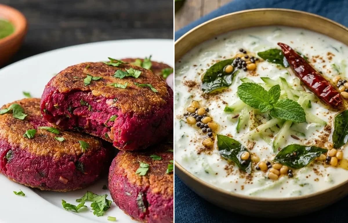 Beetroot Kebab with Raita