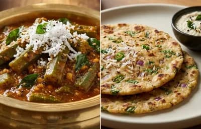 Bendekayi Gojju with Akki Roti