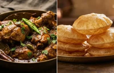 Bengali Chicken Kassa with Puri