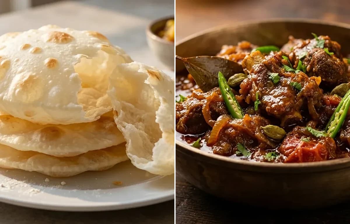 Bengali Luchi with Bengali Kosha Mangsho