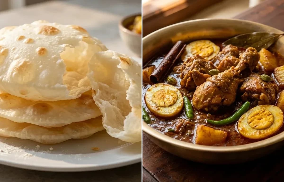 Bengali Luchi with Chicken Dak Bungalow