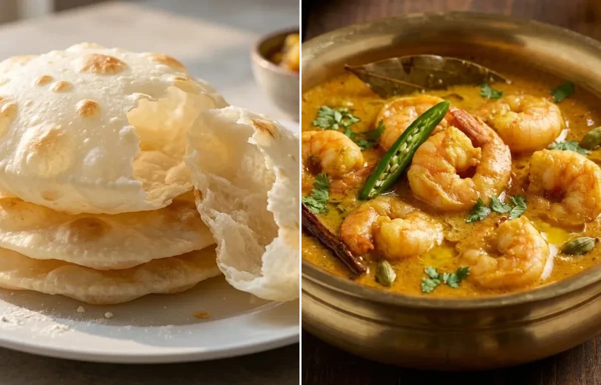 Bengali Luchi with Chingri Malai Curry