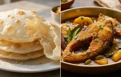 Bengali Luchi with Fish Kalia