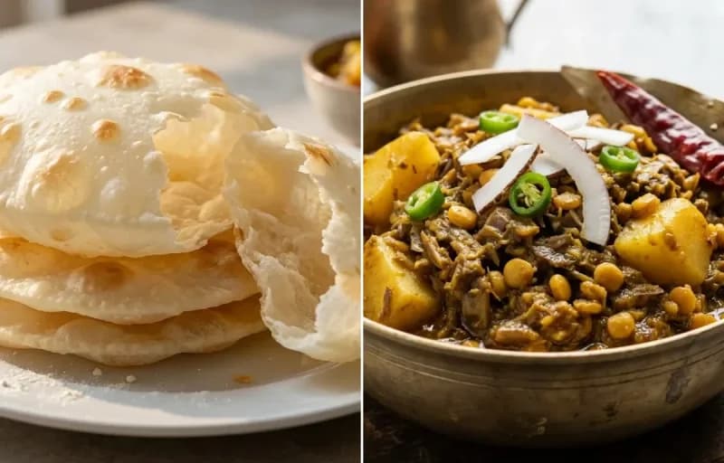 Bengali Luchi with Mochar Ghonto