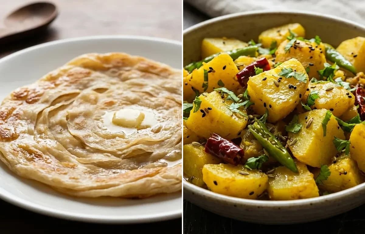 Bengali Porota with Aloo Chorchori