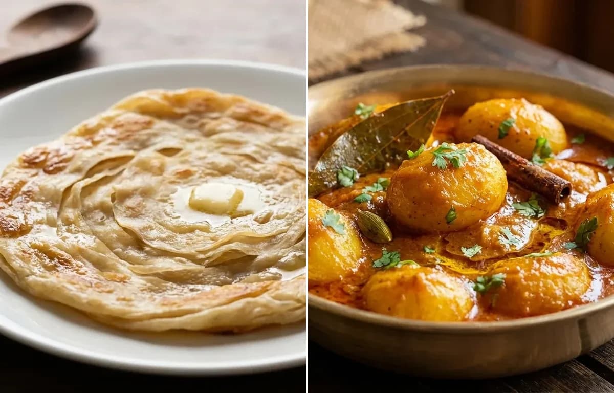 Bengali Porota with Bengali Aloor Dum