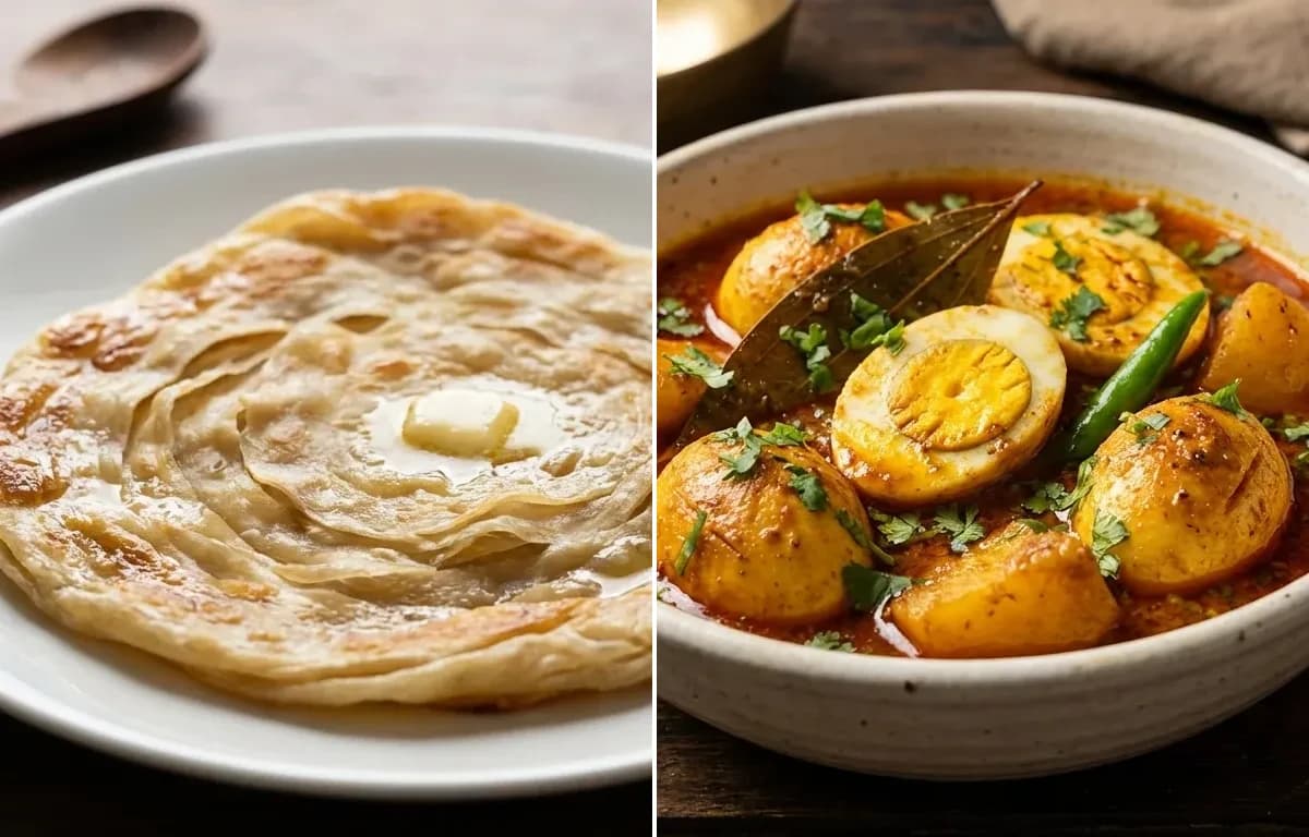 Bengali Porota with Dim er Dalna
