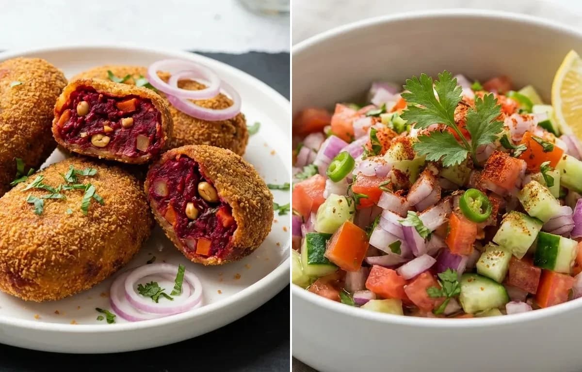 Bengali Vegetable Chop with Kachumber Salad