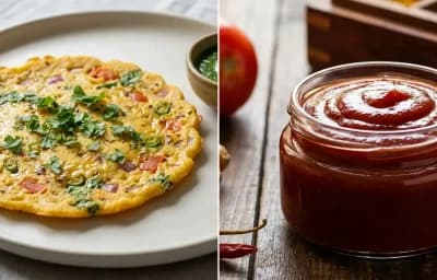Besan Chilla with Tomato Ketchup