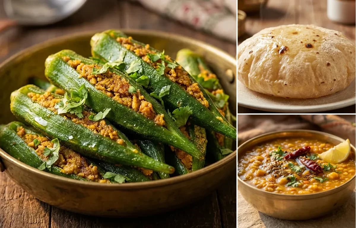 Bharwa Bhindi, Phulka and Panchmel Dal