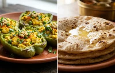 Bharwa Shimla Mirch with Roti
