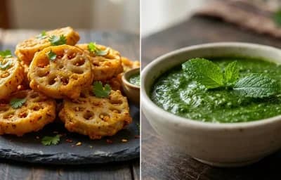 Bhee Pakora with Mint Chutney