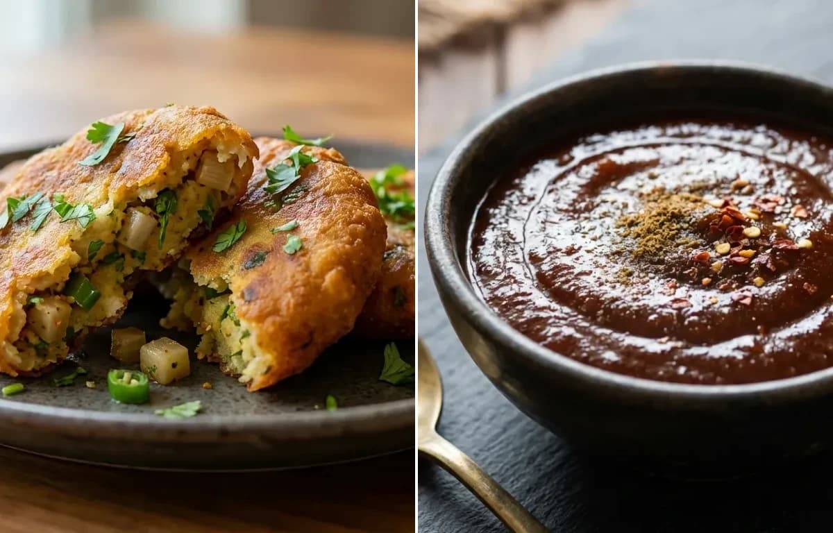 Bhein Tikki with Tamarind Chutney