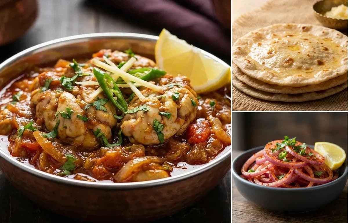 Bheja Fry, Rotli and Lachha Pyaaz