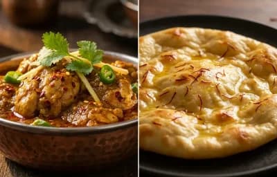 Bheja Masala with Saffron Sheermal
