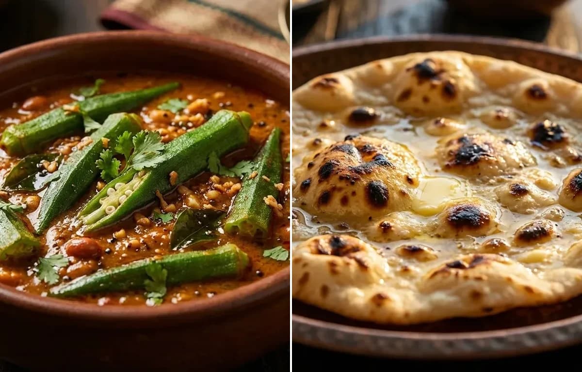 Bhindi Ka Salan with Tandoori Roti