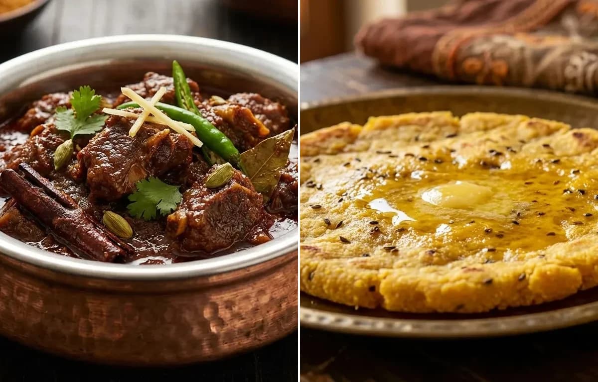 Bhuna Gosht with Makki ki Roti