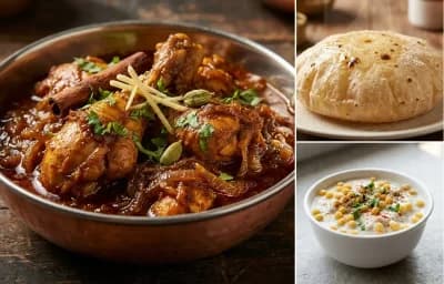 Bhuna Kukda, Phulka and Boondi Raita