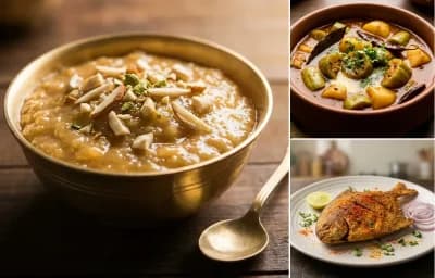 Bihari Arna with Aloo Potola Rasa and Pampada Bhaja