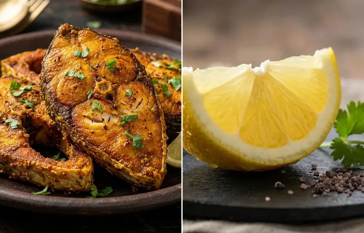 Bihari Fish Fry with Lemon Wedge