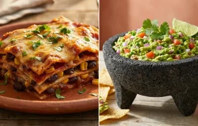 Black Bean Enchilada Casserole with Guacamole