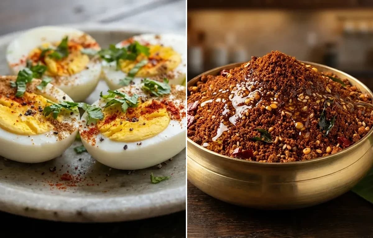Boiled Eggs with Idli Podi
