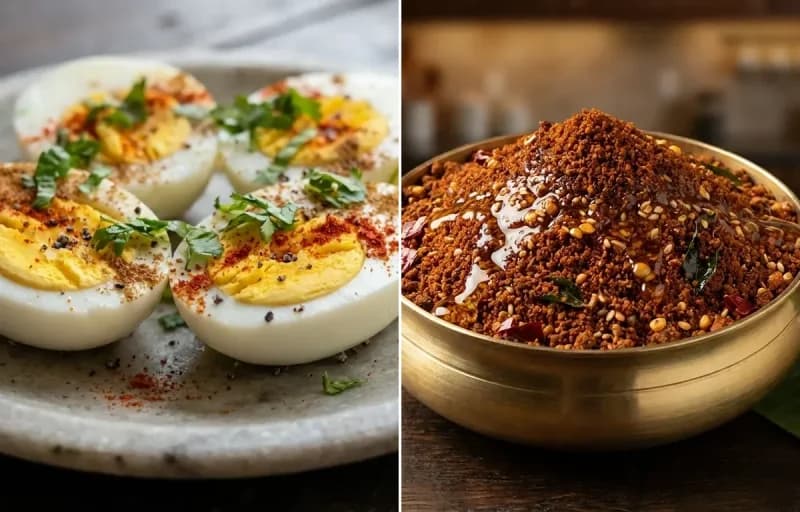 Boiled Eggs with Idli Podi