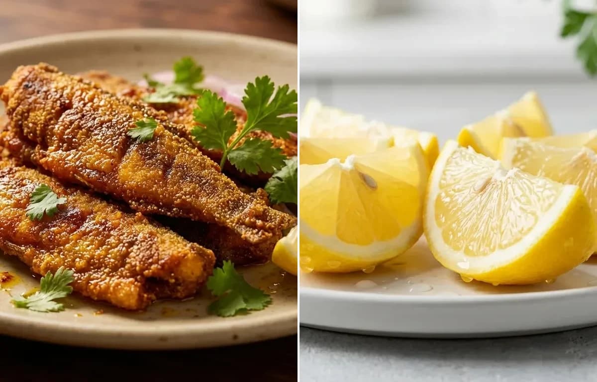 Bombil Fry with Lemon Wedges