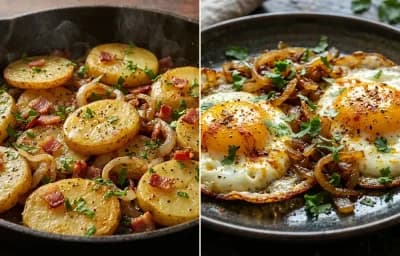 Bratkartoffeln with Indian Fried Eggs