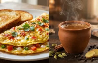 Bread Omelette with Masala Cha