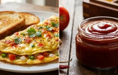 Bread Omelette with Tomato Ketchup